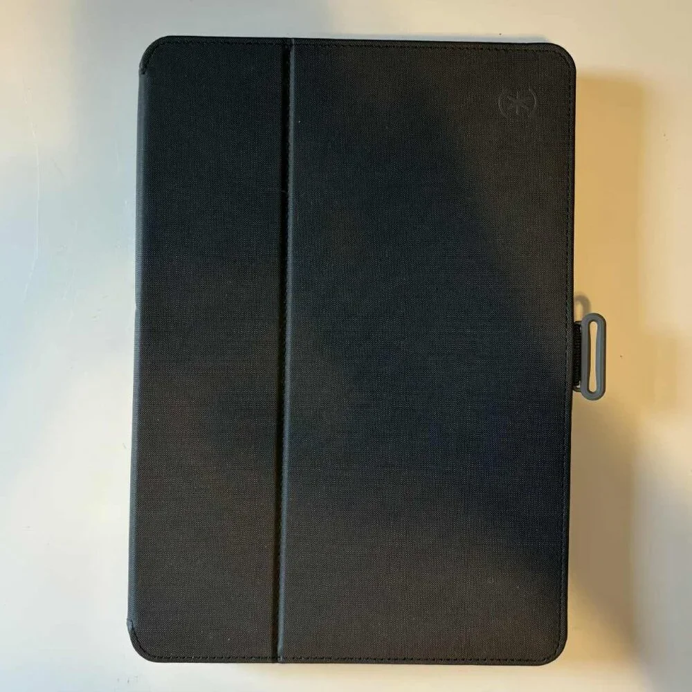 iPad case/folio with stand. New condition. Adjustable. Clasp lock. Camera shield